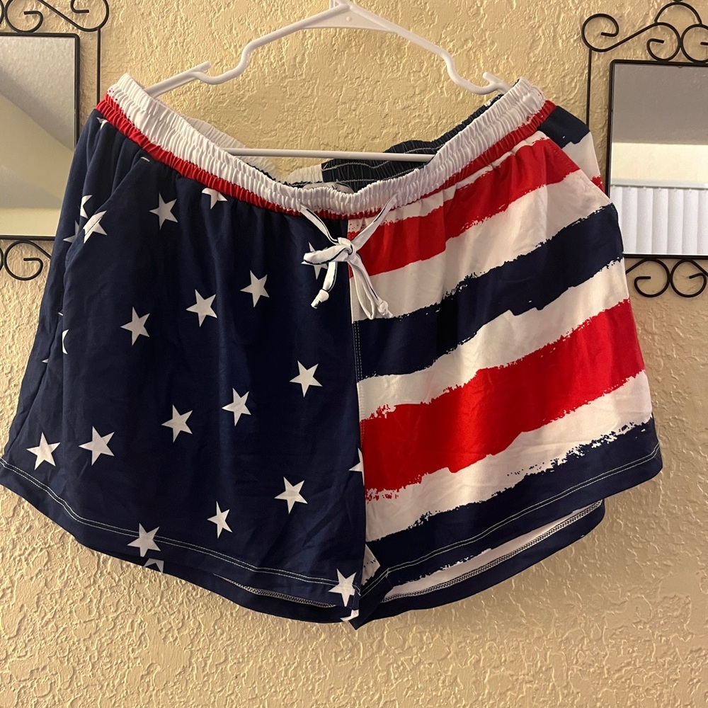 Michelle Mae Patriotic Star and Stripe Women's Athletic Shorts